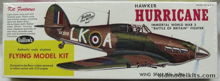 Guillows Hawker Hurricane - 16 Inch Wingspan Flying Aircraft, 506 plastic model kit